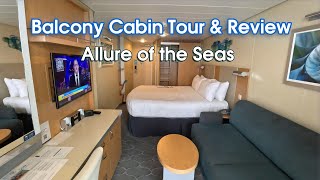 Allure of the Seas Balcony Stateroom Cabin Tour, Review & Room Service Menus