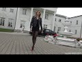 Super Legs Flower Pantyhose Leather Jacket Red High Heels