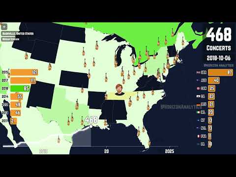 Every Ed Sheeran Performance, Mapped (2011–2025)