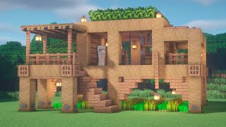 Minecraft: How to Build a Jungle Starter House | Simple Starter House Survival Tutorial