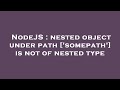 NodeJS Nested Object Under Path Somepath Is Not Of Nested Type