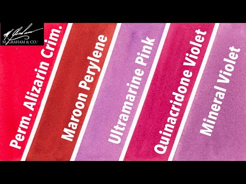 M. Graham 5 - Permanent Alizarin Crimson to Mineral Violet - Swatching M. Graham Watercolor