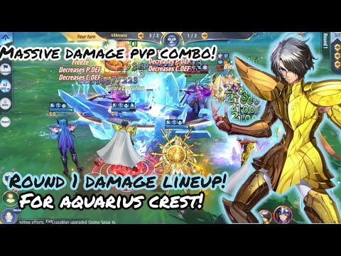 Saint Seiya: Awakening (KOTZ) - Aquarius Crest Massive Damage Combo at PvP! Round 1 Massive AOE!