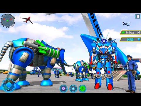 Elephant Police Robot Car: Police Elephant Super Car Airplane Transport Game | Live Android Gameplay