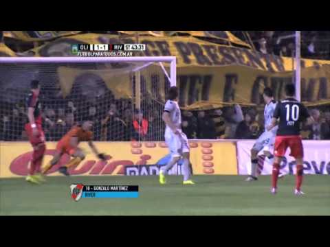 Gol de Martínez. Olimpo 1 - River 1. Fecha 15. Primera División 2015. FPT.