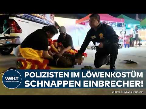 Video Thumbnail: THAILAND: Polizei verkleidet sich als Löwen – Einbrecher nach Tanz festgenommen!