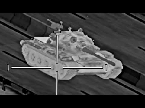 AH-64D Apache Helicopter Destroys Military Tank Column