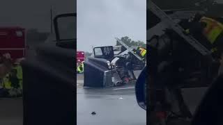 Route 80 tractor-trailer rollover: driver freed in Elmwood Park crash