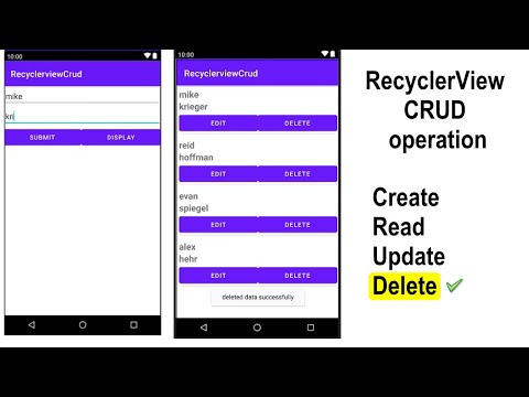 Android Studio CRUD | RecyclerView CRUD operation |#4 | Delete RecycleView SQLite Data