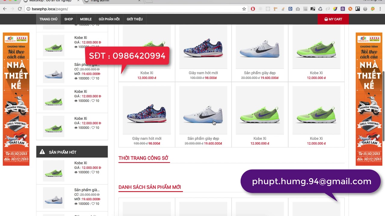 [ Đồ án tốt nghiệp ] Xây dựng website bán hàng - bán giày  bằng php