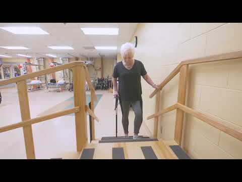 Up the Stairs with Single Point Cane