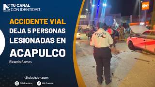 Accidente vial deja 5 personas lesionadas en Acapulco