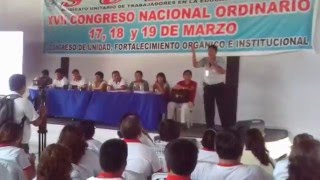 SUTEP XVII CONGRESO NACIONAL DEL SUTEP, FLAMANTE SEC. GRAL ALFREDO VELASQUEZ DA SU DISCURSO 