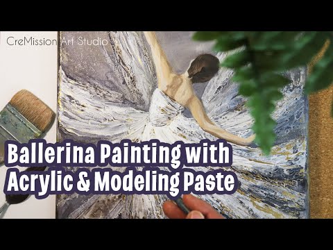 Beautiful ballerina painting with acrylic and modeling paste #006