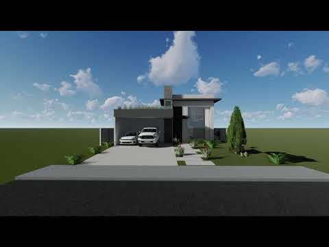 Projeto Arquitetura Casa Térrea com Mezanino 180m2 - Terreno 15x30m - Moderno - Condomínio  Represa