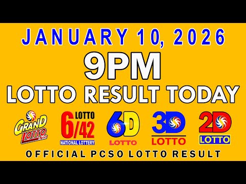 9pm Lotto Result Today PCSO January 10 2026