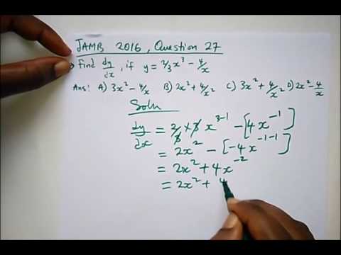 JAMB Past Questions Solved on - Calculus, Differentiation Part 1 of 2