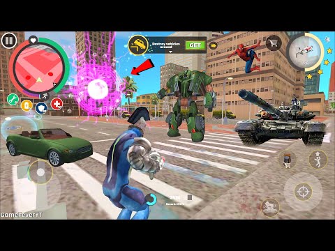 Rope Hero: Vice Town - (Rope Hero Smashed Army Tank) Brahmastra Gun in Ro Hero - Android Gameplay HD