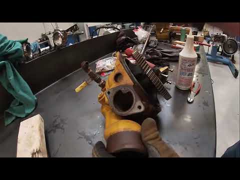 3406 Cat Oil Cooler Water Pump Thermostat and Lines Installation