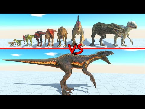 Indoraptor in battle with all members of carnivorous dinosaurs - Animal Revolt Battle Simulator