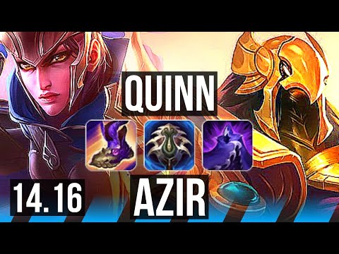 QUINN vs AZIR (MID) | 11/2/3, Dominating, Rank 14 Quinn | EUW Master | 14.16