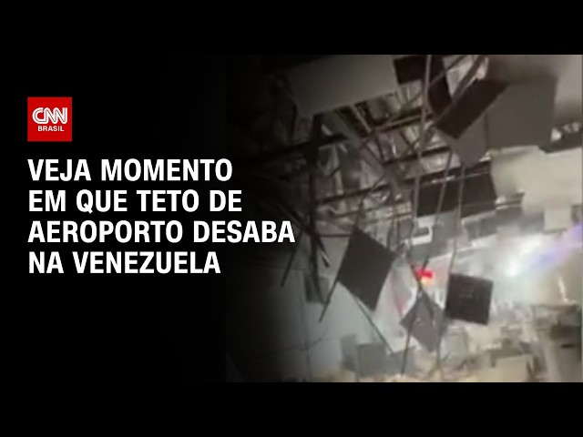 Terremoto na Venezuela: Teto de aeroporto desaba em Caracas; veja momento | CNN BRASIL