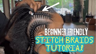 Stitch Braids For Beginners|Easy Stitch Braid Tutorial on Natural Hair| Parting and Products #braids