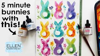 EASY 5 minute watercolor bunnies using concentrated watercolor