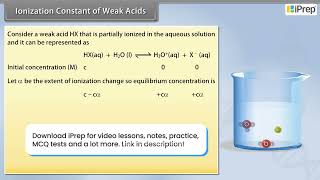 Ionization Constant of Weak Acids | Equilibrium | Chemistry | Class 11th | iPrep