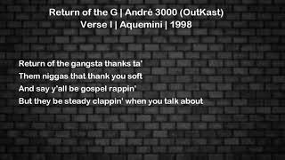 Return of the G - Andre 3000 (OutKast) - Verse 1 - Lyrics
