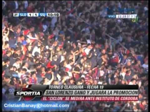 San Lorenzo 3 San Martin Sj 1 (Relato Mariano Closs) Clausura 2012 Los goles