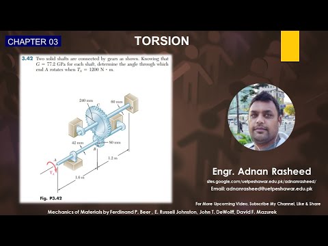 3.42 Determine the angle through which end A rotates when TA = 1200 N.m | Mech of Materials Beer