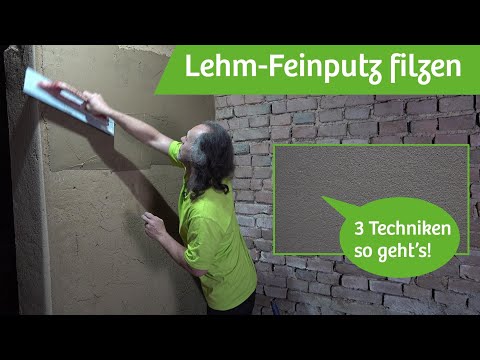 Lehmputz filzen – Lehmfeinputz auftragen und mit Schwammbrett bearbeiten