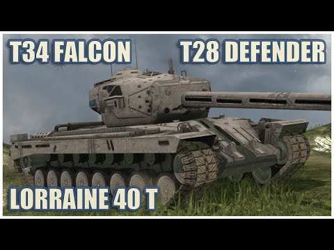 T34 Falcon, T28 Defender and Lorraine 40 t • WoT Blitz Gameplay