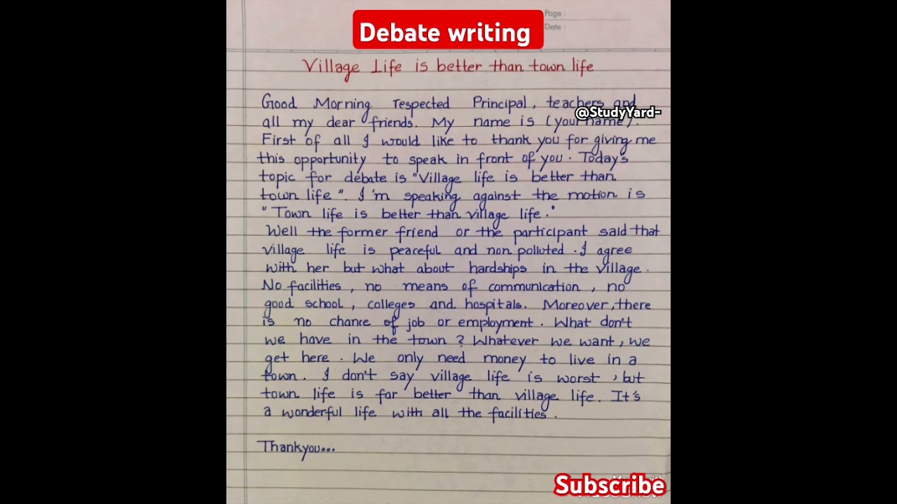 Debate writing l debate writing format l debate on is village life better than city life l debate
