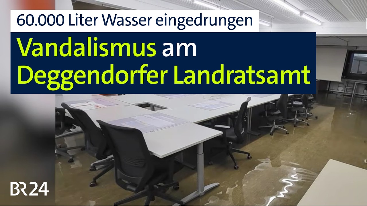 Unbekannte fluten Keller im Deggendorfer Landratsamt | Abendschau | BR24