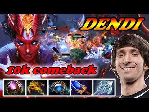 Dendi Queen of Pain 10k comeback Aether Lens build | Dota 2 Pro Gameplay