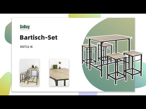 Table + 4 x Tabourets de Bar OGT11-N Bois