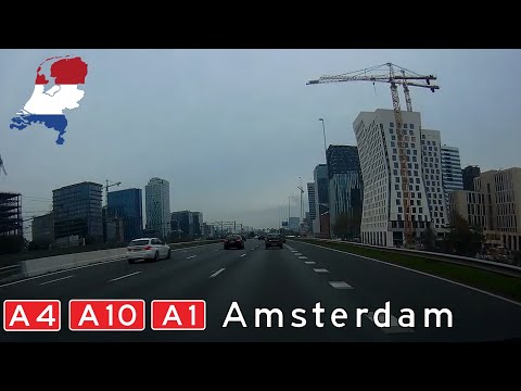 Netherlands (NL): A4+A10+A1 Amsterdam  w/ Dashcam Roads