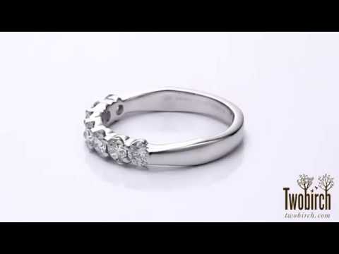 0.49 Carat Seven Stone Shared Prong Tapered Shank Wedding Ring - TwoBirch - TB-WR-0246-WG-H