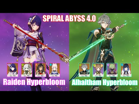 C0 Raiden Hyperbloom & C0 Alhaitham Hyperbloom | Spiral Abyss 4.0 | Genshin Impact