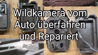 Eine Wildkamera wird überfahren und repariert. Die Garde Pro E8 2.0
