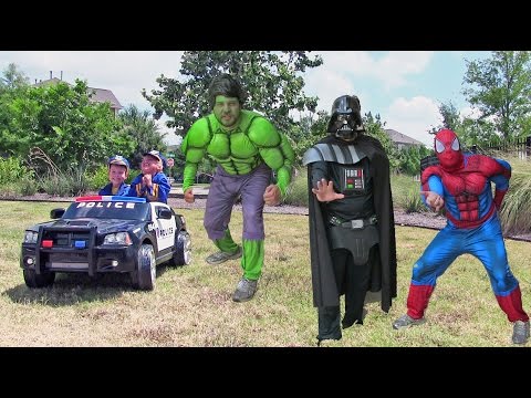 Little Heroes 7 - The Germ Police And Their Cop Car - With Spiderman, The Hulk, And Darth Vader