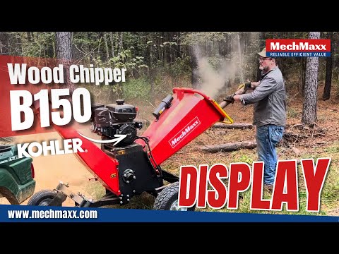 Demonstration of 6 inch KOHLER E-Start  Gas Powered 4 - Wheel Drum Wood Chipper with Taillight  B150