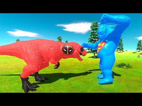 DEADPOOL VS SUPERMAN. T-REX VS GORO - Animal Revolt Battle Simulator