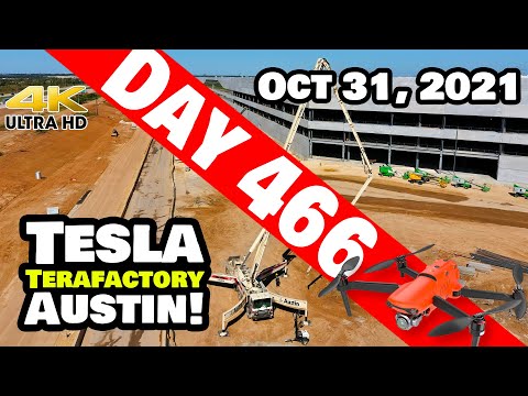 Tesla Gigafactory Austin 4K  Day 466 - 10/31/21 - Tesla Terafactory Texas - HALLOWEEN AT GIGA TEXAS!