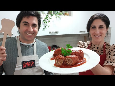 Involtini di vitello al sugo con frittata e prosciutto - Ricetta