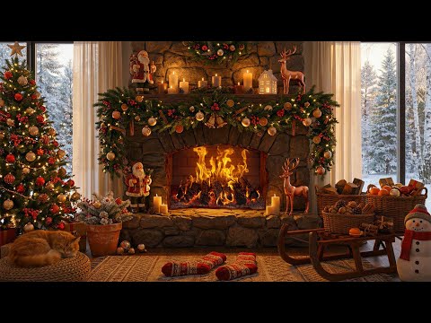 Magic Morning Christmas Fireplace 4K 🌅 Relaxing Winter Ambience for Calm and Comfor