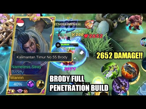 BRODY ONE SHOT ONE KILL, 2K DAMAGE!! BEST BUILD BRODY 2022 - Mobile Legends