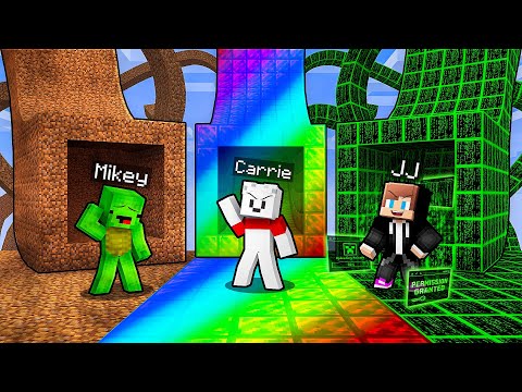 JJ vs Mikey vs Carrie: STRANGE TUNNEL BATTLE in Minecraft - Maizen